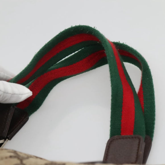 GUCCI GG Canvas Web Sherry Line Tote Bag Beige Silver 145758 Auth 142027