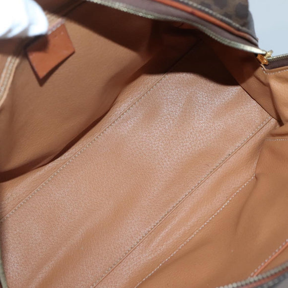 CELINE Macadam Canvas Hand Bag PVC Leather Brown Gold Auth 142031