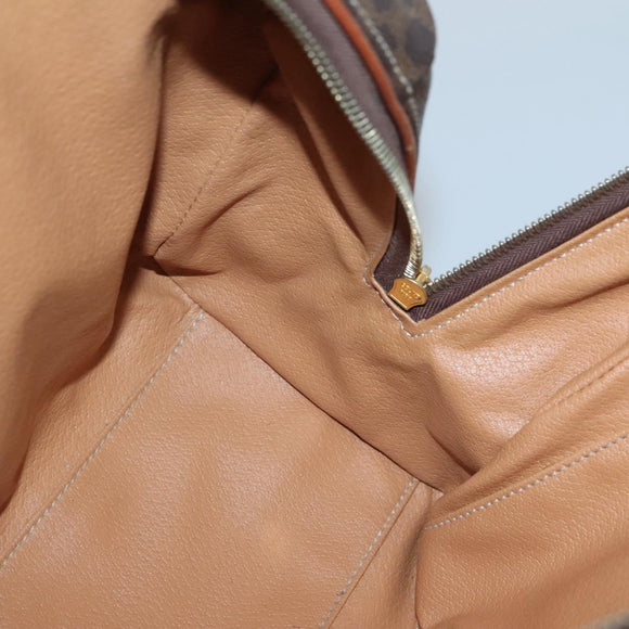 CELINE Macadam Canvas Hand Bag PVC Leather Brown Gold Auth 142031