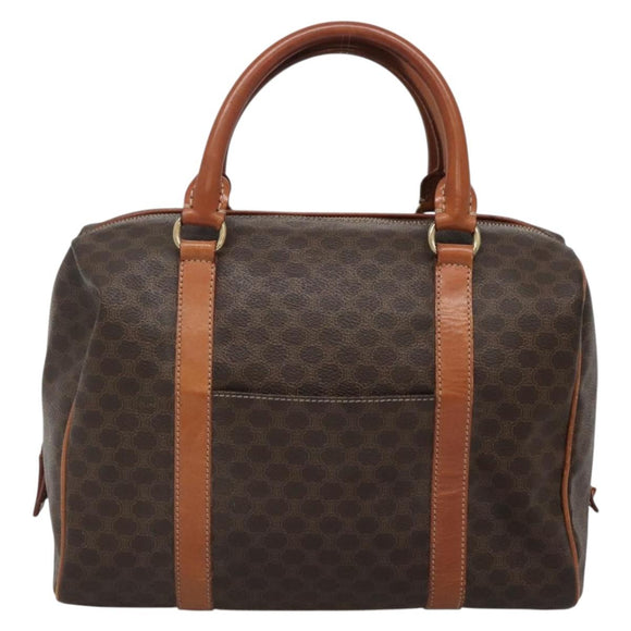 CELINE Macadam Canvas Hand Bag PVC Leather Brown Gold Auth 142031