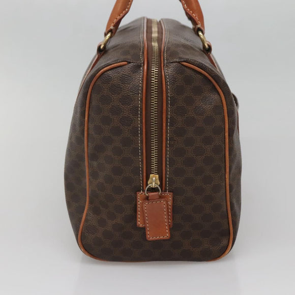 CELINE Macadam Canvas Hand Bag PVC Leather Brown Gold Auth 142031