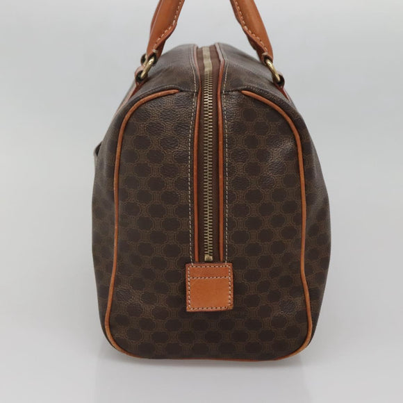 CELINE Macadam Canvas Hand Bag PVC Leather Brown Gold Auth 142031