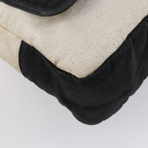 CHANEL Sports Matelasse Shoulder Bag Canvas White Silver CC Auth 142035