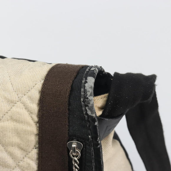 CHANEL Sports Matelasse Umhängetasche Canvas Weiß Silber CC Auth 142035