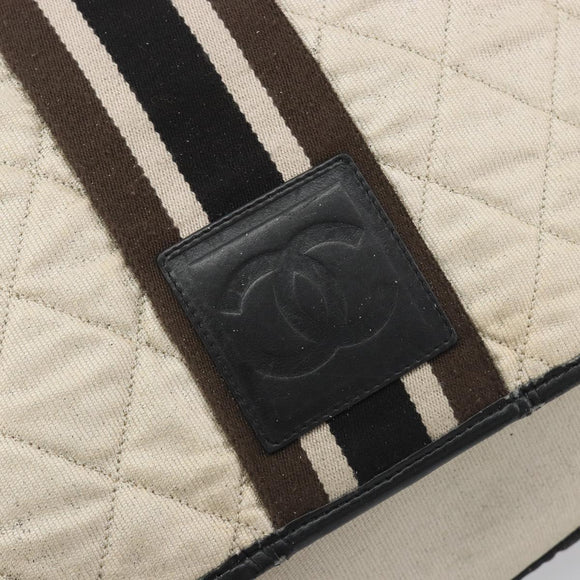 CHANEL Sports Matelasse Umhängetasche Canvas Weiß Silber CC Auth 142035