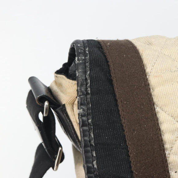 CHANEL Sports Matelasse Umhängetasche Canvas Weiß Silber CC Auth 142035