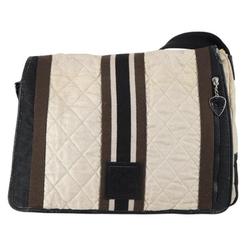 CHANEL Sports Matelasse Shoulder Bag Canvas White Silver CC Auth 142035 - 0