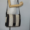 CHANEL Sports Matelasse Shoulder Bag Canvas White Silver CC Auth 142035-23