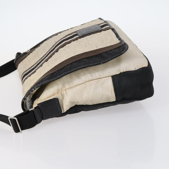 CHANEL Sports Matelasse Shoulder Bag Canvas White Silver CC Auth 142035