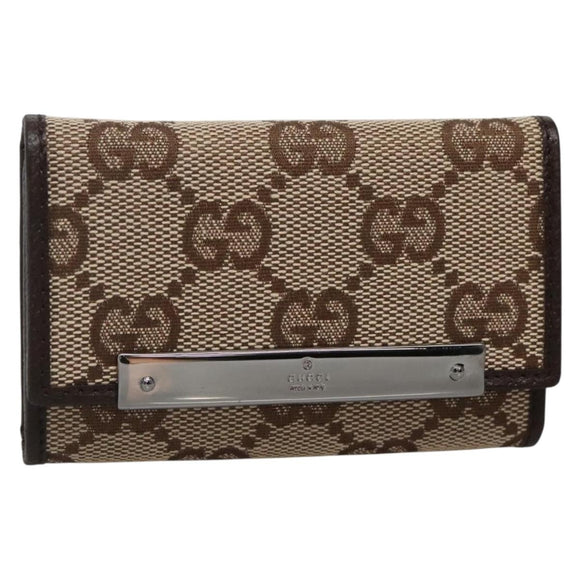GUCCI GG Canvas Key Case Beige 127048 1147 Auth 142039V