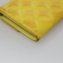 CHANEL Matelasse COCO Mark Long Wallet Patent leather Yellow CC Auth 142043-16