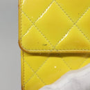 CHANEL Matelasse COCO Mark Long Wallet Patent leather Yellow CC Auth 142043-8