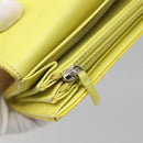 CHANEL Matelasse COCO Mark Long Wallet Patent leather Yellow CC Auth 142043-10