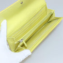 CHANEL Matelasse COCO Mark Long Wallet Patent leather Yellow CC Auth 142043-9