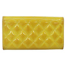 CHANEL Matelasse COCO Mark Long Wallet Patent leather Yellow CC Auth 142043-2