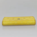 CHANEL Matelasse COCO Mark Long Wallet Patent leather Yellow CC Auth 142043-5