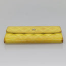 CHANEL Matelasse COCO Mark Long Wallet Patent leather Yellow CC Auth 142043-6