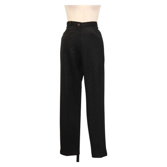FENDI Zucca Canvas Pants Black Auth 142045