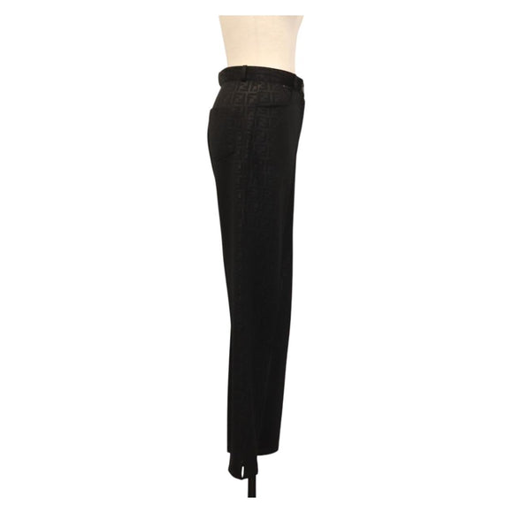 FENDI Zucca Canvas Pants Black Auth 142045