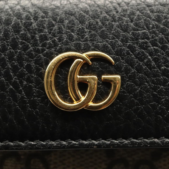 GUCCI GG Supreme GG Marmont Key Case PVC Beige Black 456118 0416 Auth 142046