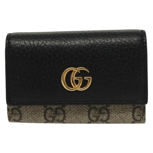 GUCCI GG Supreme GG Marmont Key Case PVC Beige Black 456118 0416 Auth 142046