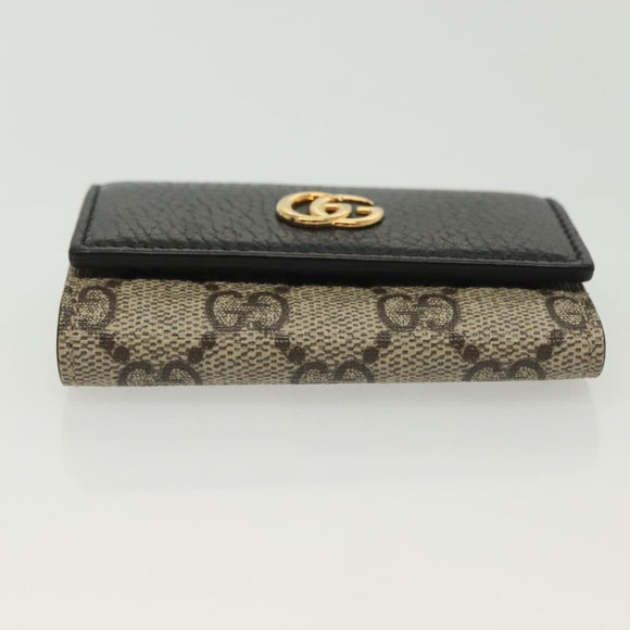 GUCCI GG Supreme GG Marmont Key Case PVC Beige Black 456118 0416 Auth 142046