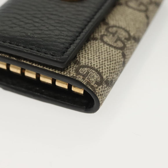 GUCCI GG Supreme GG Marmont Key Case PVC Beige Black 456118 0416 Auth 142046