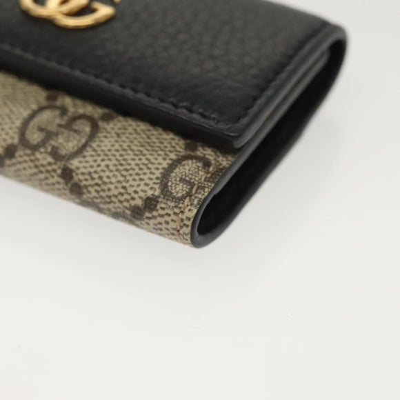 GUCCI GG Supreme GG Marmont Key Case PVC Beige Black 456118 0416 Auth 142046