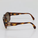 CHANEL COCO Mark Sunglasses Plastic Brown CC Auth 142047-5