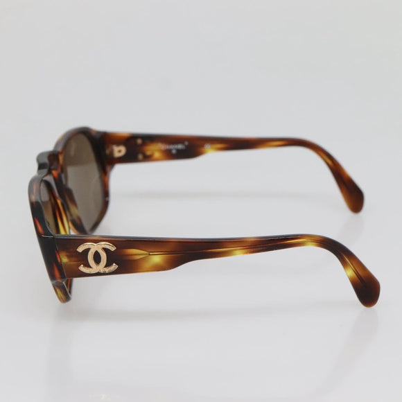 CHANEL COCO Mark Sunglasses Plastic Brown CC Auth 142047