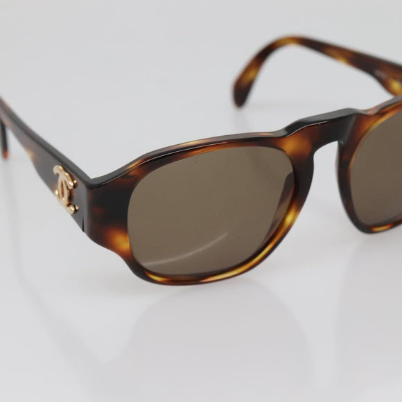 CHANEL COCO Mark Sunglasses Plastic Brown CC Auth 142047