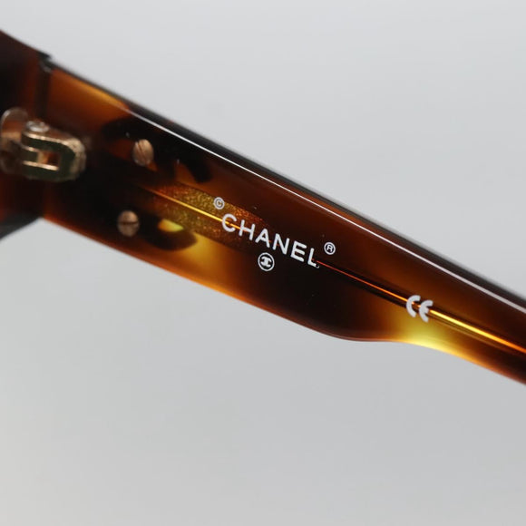 CHANEL COCO Mark Sunglasses Plastic Brown CC Auth 142047