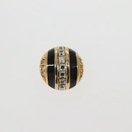 Christian Dior Earring Metal Gold Black Auth 142050 - 0