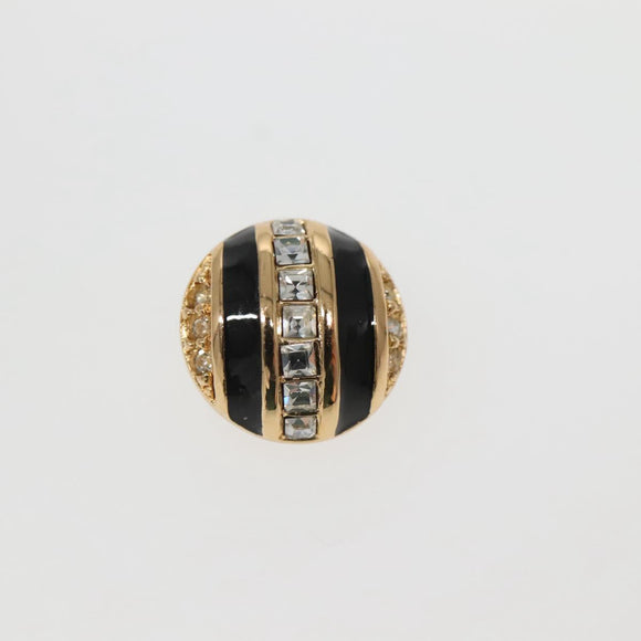 Christian Dior Earring Metal Gold Black Auth 142050