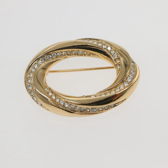 Christian Dior Brooch Metal Gold Auth 142053