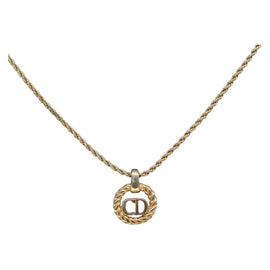 Christian Dior Necklace Metal Gold Tone Auth 142058