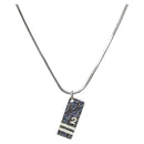 Christian Dior Trotter Necklace metal Silver Light Blue Auth 142063-1