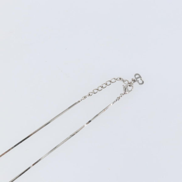 Christian Dior Trotter Necklace metal Silver Light Blue Auth 142063