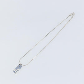 Christian Dior Trotter Necklace metal Silver Light Blue Auth 142063 - 0