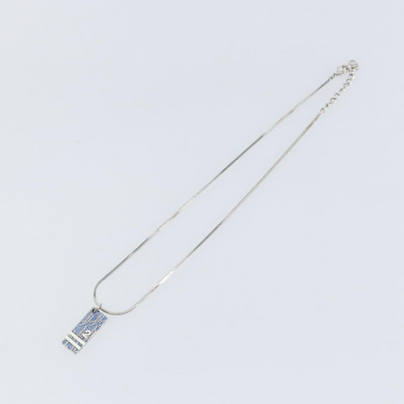 Christian Dior Trotter Necklace metal Silver Light Blue Auth 142063