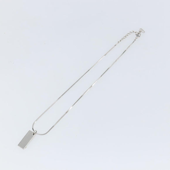 Christian Dior Trotter Necklace metal Silver Light Blue Auth 142063