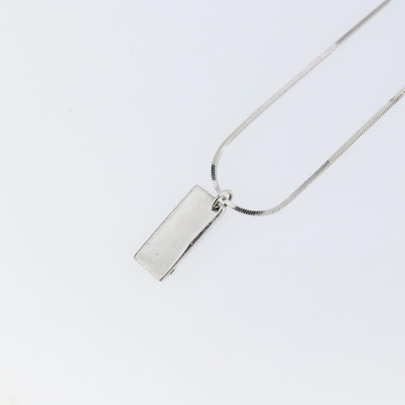 Christian Dior Trotter Necklace metal Silver Light Blue Auth 142063