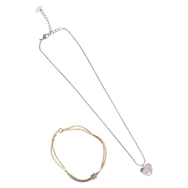 Christian Dior Necklace metal 2Set Silver Gold Auth 142064