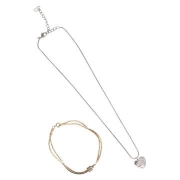 Christian Dior Necklace metal 2Set Silver Gold Auth 142064