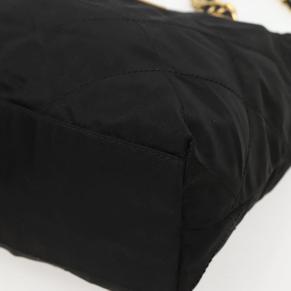 PRADA Chain Shoulder Bag Nylon Black Gold Auth 142072