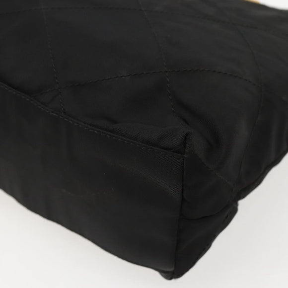 PRADA Chain Shoulder Bag Nylon Black Gold Auth 142072
