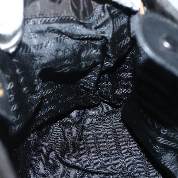 PRADA Chain Shoulder Bag Nylon Black Gold Auth 142072