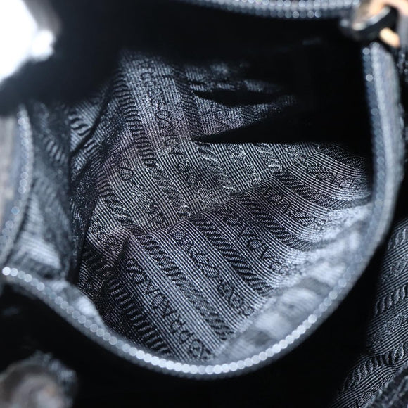 PRADA Chain Shoulder Bag Nylon Black Gold Auth 142072