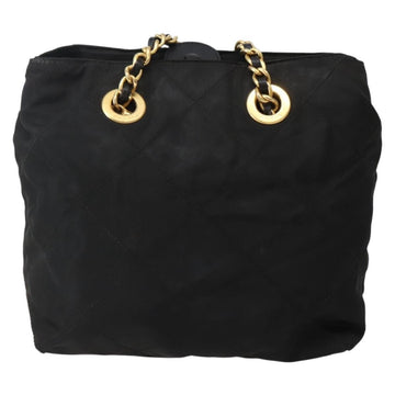 PRADA Chain Shoulder Bag Nylon Black Gold Auth 142072 - 0