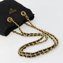 PRADA Chain Shoulder Bag Nylon Black Gold Auth 142072-7